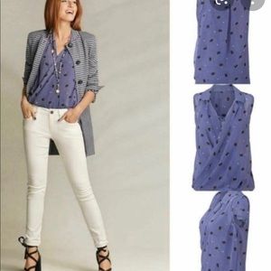 Cabi Crossover Blouse XS #5534 Blue Black Floral 2pc NWOT RETAIL $96